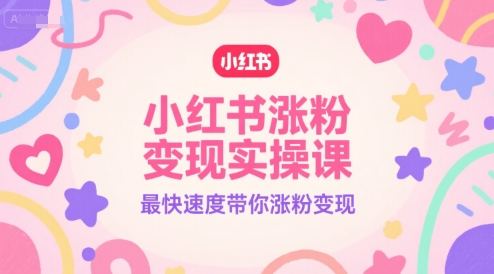 小红书涨粉变现实操课，最快速度带你涨粉变现-优优云网创