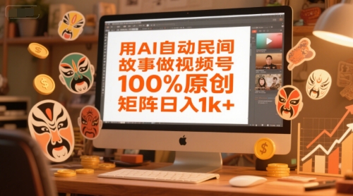 用AI自动民间故事做视频号，100%原创，矩阵日入1k+-优优云网创