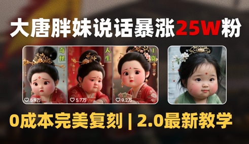 AI大唐胖贵妃说话2.0，40条视频暴涨40w粉，附独家变现攻略-优优云网创
