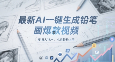 最新AI一键生成铅笔画爆款视频，多平台分发，日 入1k+，小白轻松上手【揭秘】-优优云网创