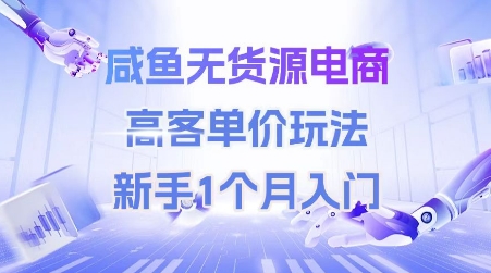 咸鱼无货源电商，高客单价玩法，新手1个月入门-优优云网创