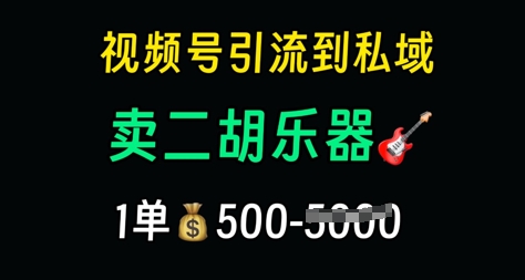 视频号引流到私域卖二胡乐器，1单利润5张，长期稳定项目-优优云网创