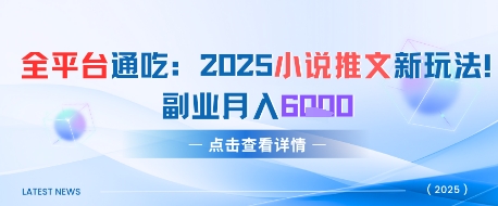 全平台通吃：2025小说推文新玩法，副业月入6k-优优云网创