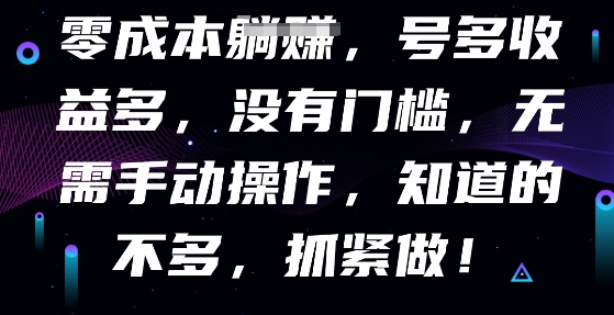 零成本全自动，号多收益多，没有门槛，无需手动-优优云网创