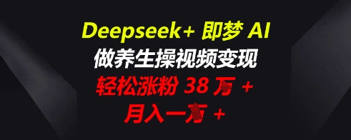 Deepseek+即梦AI，做养生操视频变现，轻松涨粉38W+，月入一W+-优优云网创