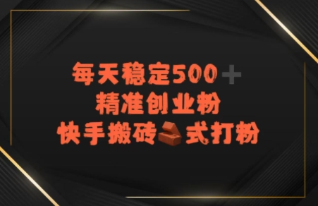 快手搬砖式打粉，每天稳定500+精准创业粉-优优云网创
