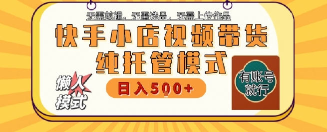 快手小店托管代运营，无需剪辑，无需选品，无需上传作品，全程无需操作，轻松月入5k+【揭秘】-优优云网创