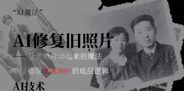 AI 魔法：让泛黄旧照变成朋友圈爆款视频，私域转化率提升50%，单日变现5张-优优云网创