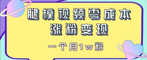 腿模视频，零成本涨粉变现，一个月1w粉-优优云网创