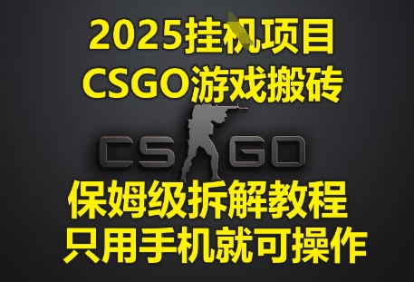 2025挂G项目，CSGO游戏搬砖，保姆级拆解教程，只用手机就可操作【揭秘】-优优云网创
