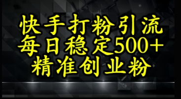 快手精准式打粉引流，每日稳定500+精准创业粉-优优云网创