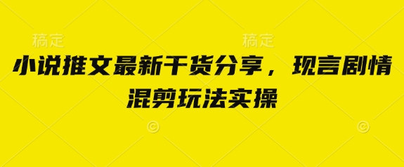 小说推文最新干货分享，现言剧情混剪玩法实操-优优云网创