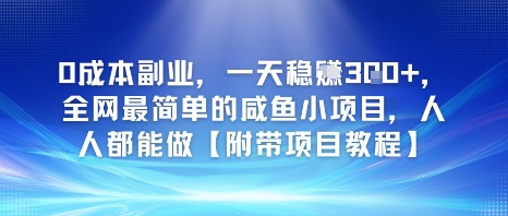 0成本副业，一天稳入3张，全网最简单的咸鱼小项目，人人都能做【附带项目教程】-优优云网创