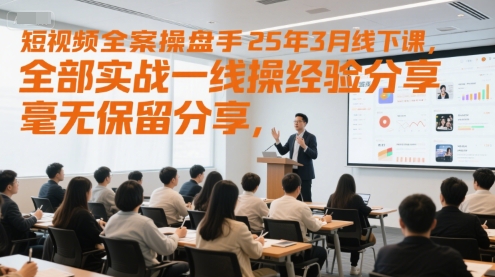 短视频全案操盘手25年3月线下课，全部实战一线操盘手经验分享，毫无保留分享，全是干货-优优云网创