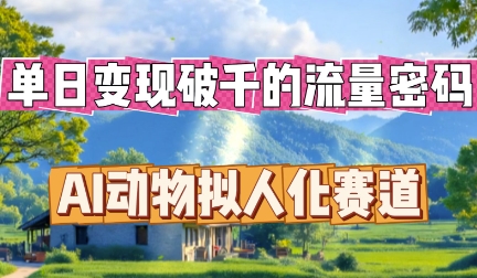 单日变现破k的流量密码，AI动物拟人化赛道-优优云网创