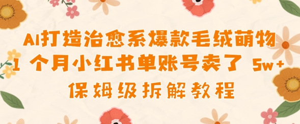 AI打造治愈系爆款毛绒萌物1个月卖了几w，保姆级项目拆解-优优云网创