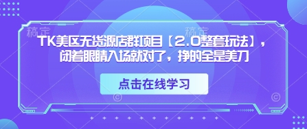 TK美区无货源店群项目【2.0整套玩法】，闭着眼睛入场就对了，挣的全是美刀-优优云网创