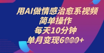 用AI做情感治愈系视频，简单操作，每天10分钟，单月变现6k+-优优云网创