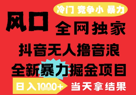 25年6月高爆抖音无人直播最新撸音浪掘金项目，解放双手小白可做，无脑日入1k+，门槛低【揭秘】-优优云网创