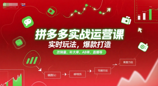 拼多多实战运营课，实时玩法，爆款打造，改销量，补大单，AB单，直播等（更新2025月）-优优云网创