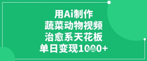 用Ai制作蔬菜动物视频，治愈系天花板，单日变现1k-优优云网创