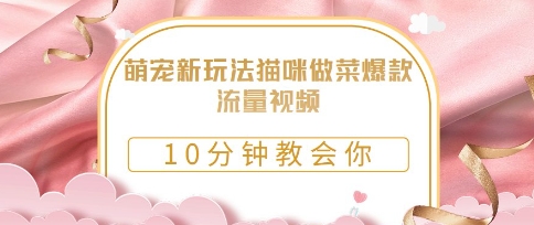 萌宠新玩法猫咪做菜爆款流量视频，10分钟教会你-优优云网创