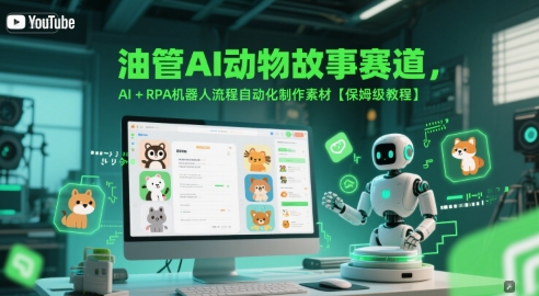 油管AI动物故事赛道，AI+RPA机器人流程自动化制作素材【保姆级教程】-优优云网创