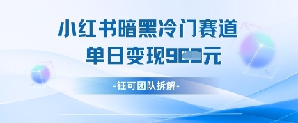 小红书冷门”暗黑”赛道，单日收益多张-优优云网创