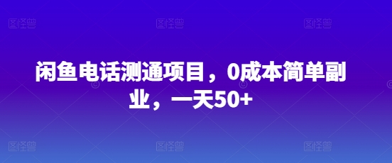 闲鱼电话测通项目，0成本简单副业，一天50+-优优云网创