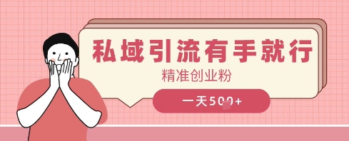 私域引流有手就行，日引500+精准创业粉-优优云网创