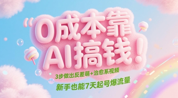 0成本靠AI搞钱！3步做出反差萌+治愈系视频，新手也能7天起号爆流量-优优云网创