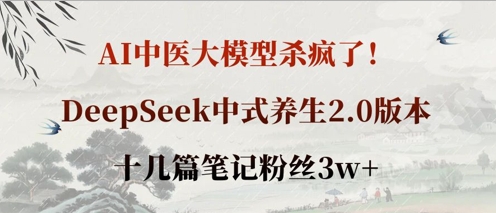 AI中医大模型杀疯了！DeepSeek中式养生2.0版本，十几篇笔记粉丝3w+-优优云网创