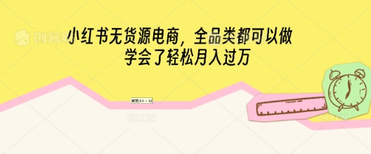 小红书无货源电商，全品类都可以做，学会了轻松月入过W-优优云网创