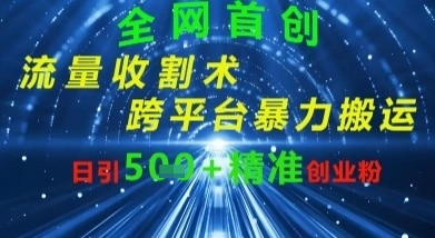 全网流量收割术：跨平台暴力搬运，日引500+精准创业粉-优优云网创