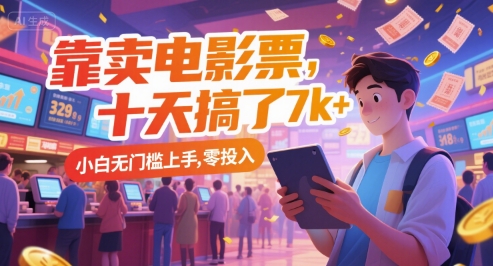 靠卖电影票，十天搞了7k+，小白无门槛上手，零投入【揭秘】-优优云网创