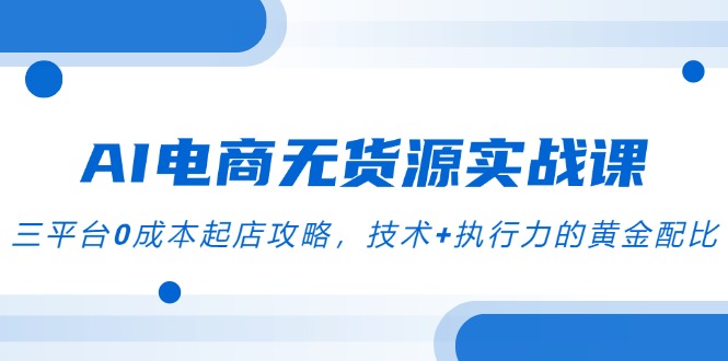 （14982期）AI电商无货源实战课，三平台0成本起店攻略，技术+执行力的黄金配比-优优云网创