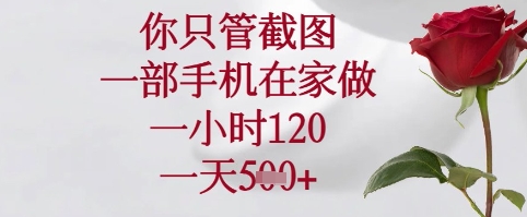 你只管截图，一部手机在家可以做，一小时120.一天5张+【揭秘】-优优云网创