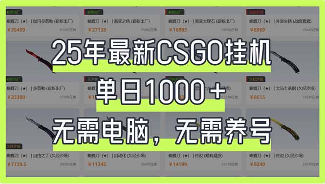 （14178期）25年最新CSGO挂机系统，单日1000+，无需电脑，无需养号，0基础可上手-优优云网创