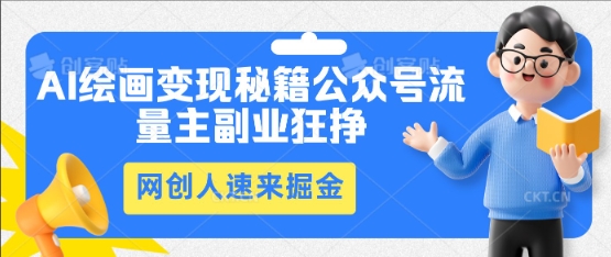 AI绘画变现秘籍：公众号流量主副业狂挣，网创人速来掘金-优优云网创