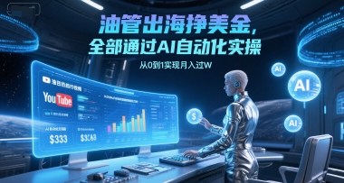 油管出海挣美金，全部通过AI自动化实操，从0到1实现月入过W-优优云网创