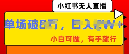 小红书无人直播，纯小白可做，有手就行，单场直播销售额破8w-优优云网创