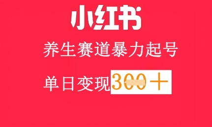 小红书养生赛道，暴力起号，轻松日入3张+-优优云网创