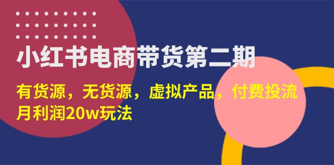 （14186期）小红书电商带货第二期，有货源，无货源，虚拟产品，付费投流，月利润20w-优优云网创