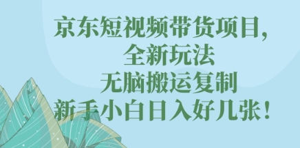 京东短视频带货项目，全新玩法，无脑搬运复制，新手小白日入好几张!-优优云网创
