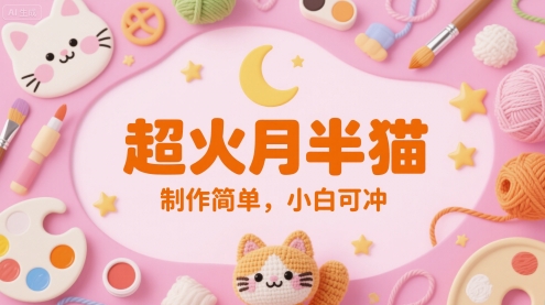 超火月半猫，制作简单，小白可冲-优优云网创