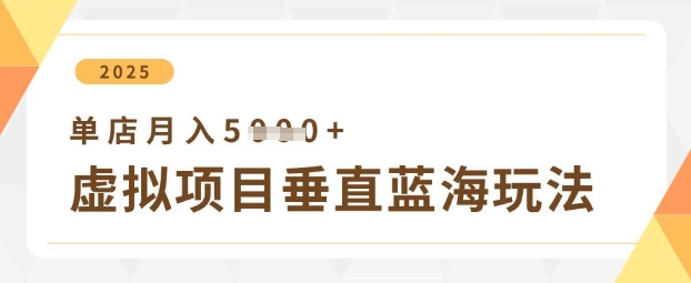 虚拟项目垂直玩法，实现单店月入5k+-优优云网创