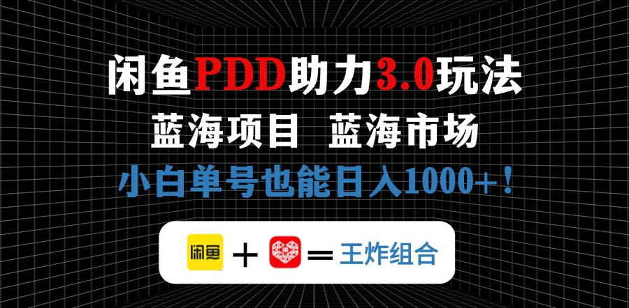 （14516期）闲鱼卖拼多多助力项目，蓝海市场新手也能单号日入1000+-优优云网创