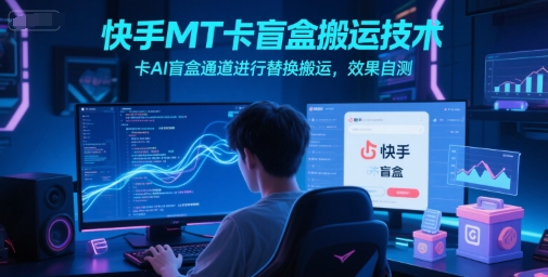 快手MT卡盲盒搬运技术，卡AI盲盒通道进行替换搬运，效果自测-优优云网创