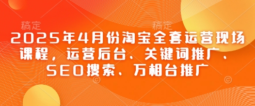 2025年4月份淘宝全套运营现场课程，运营后台、关键词推广、SEO搜索、万相台推广-优优云网创