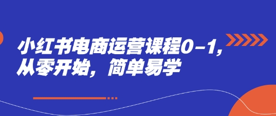 小红书电商运营课程0-1，从零开始，简单易学-优优云网创